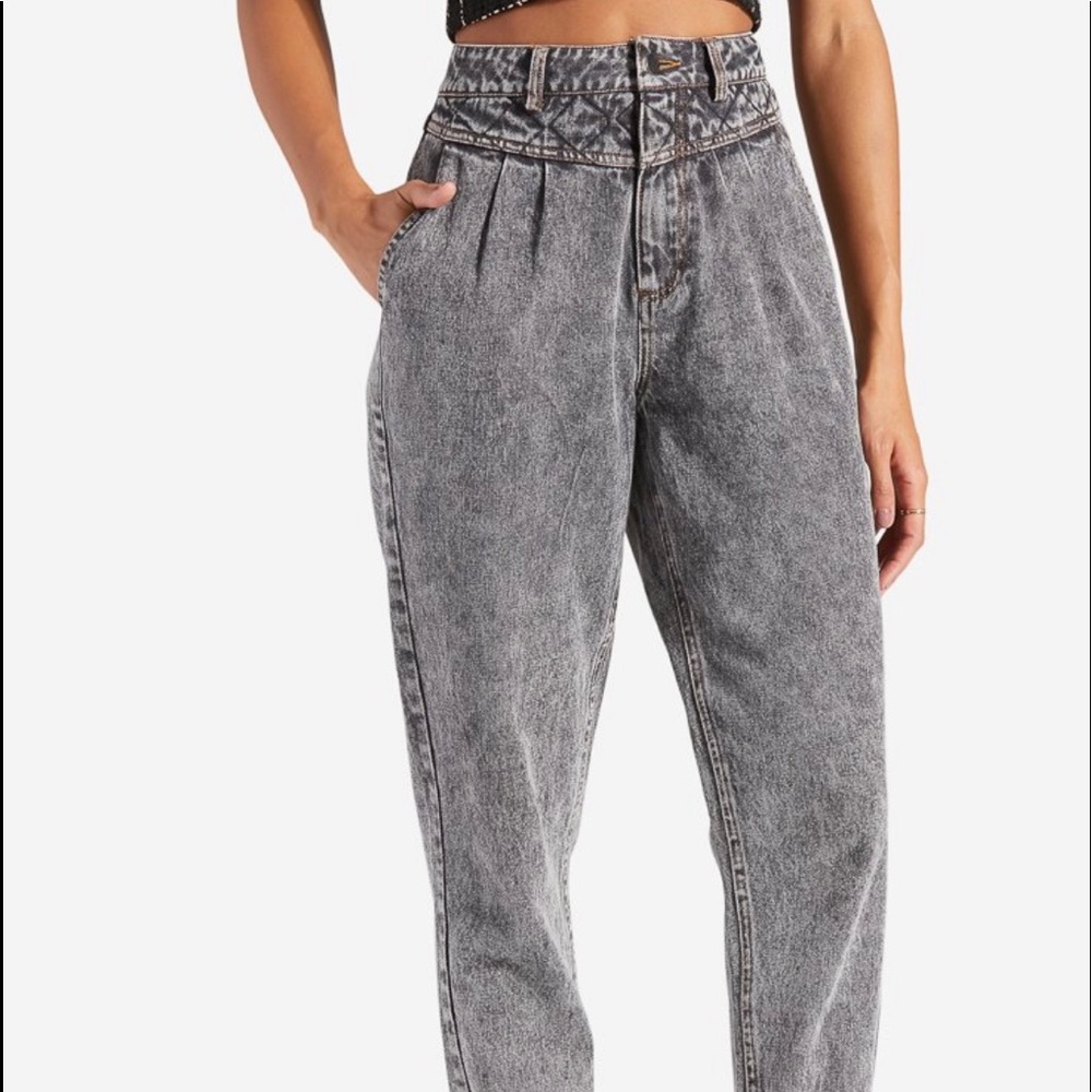 Quilted Gray Wash Jeans